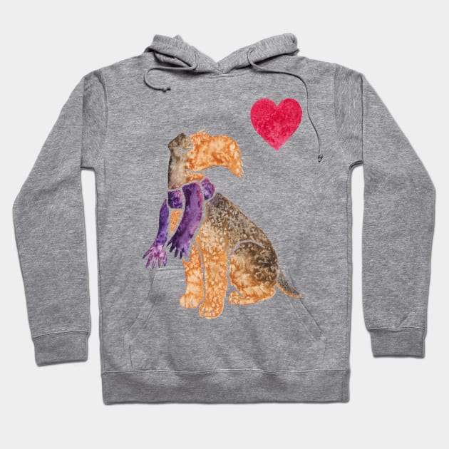 Watercolour Airedale Terrier Hoodie by animalartbyjess